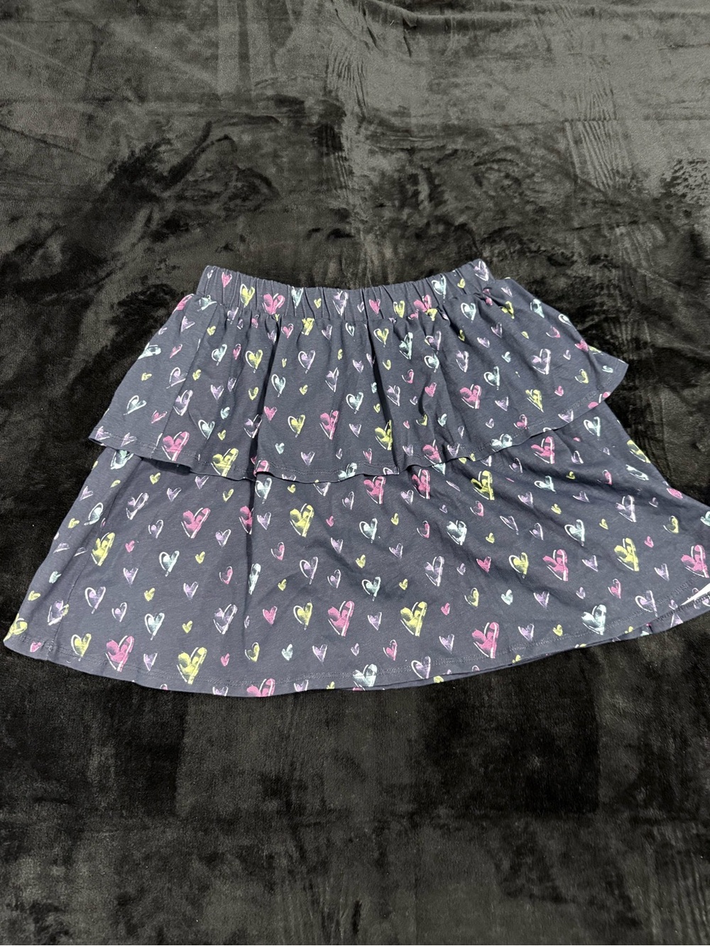 Land’s End Tiered Navy Skort with Multicolor Heart Print - NWOT- Size XL (14-16)